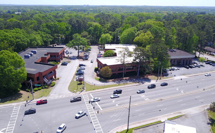 Aerial view of a Greater Atlanta commercial property listed for sale by Swartz Co