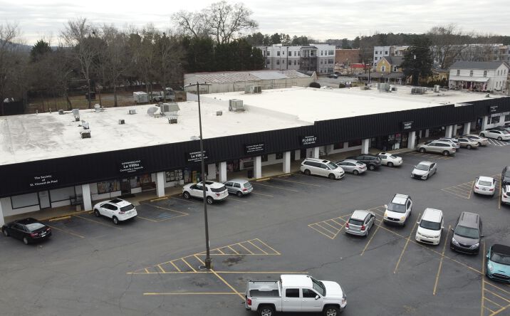Aerial view of an Atlanta retail property during a commercial valuation