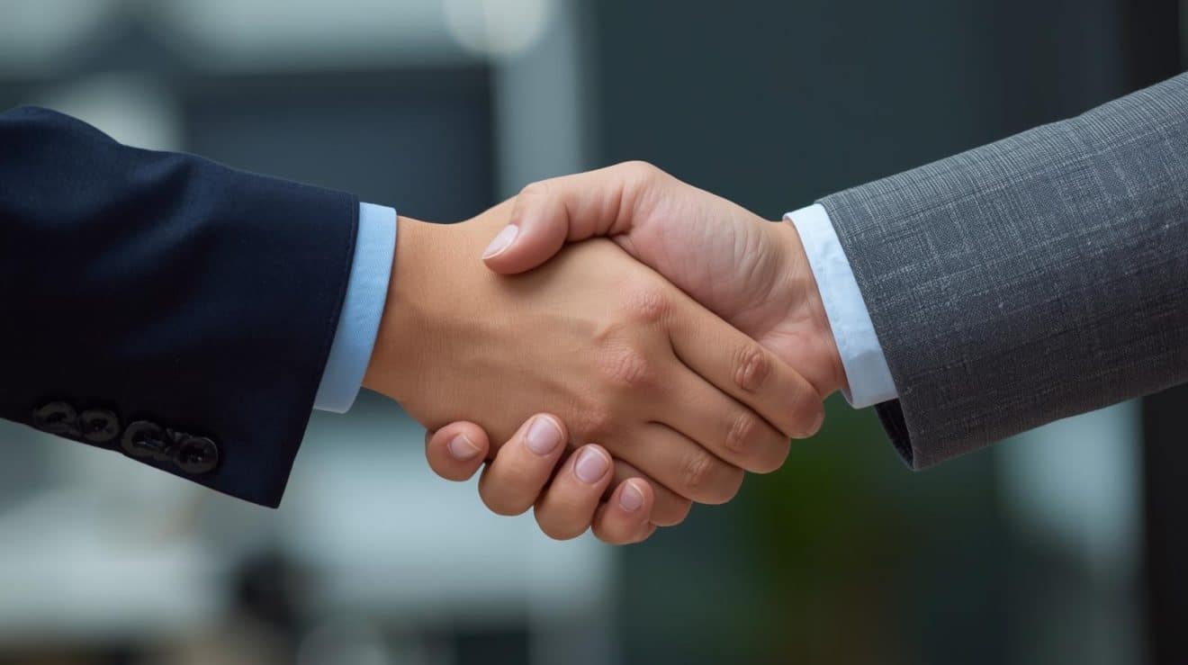 commercial real estate agent shaking someones hand just show their hands