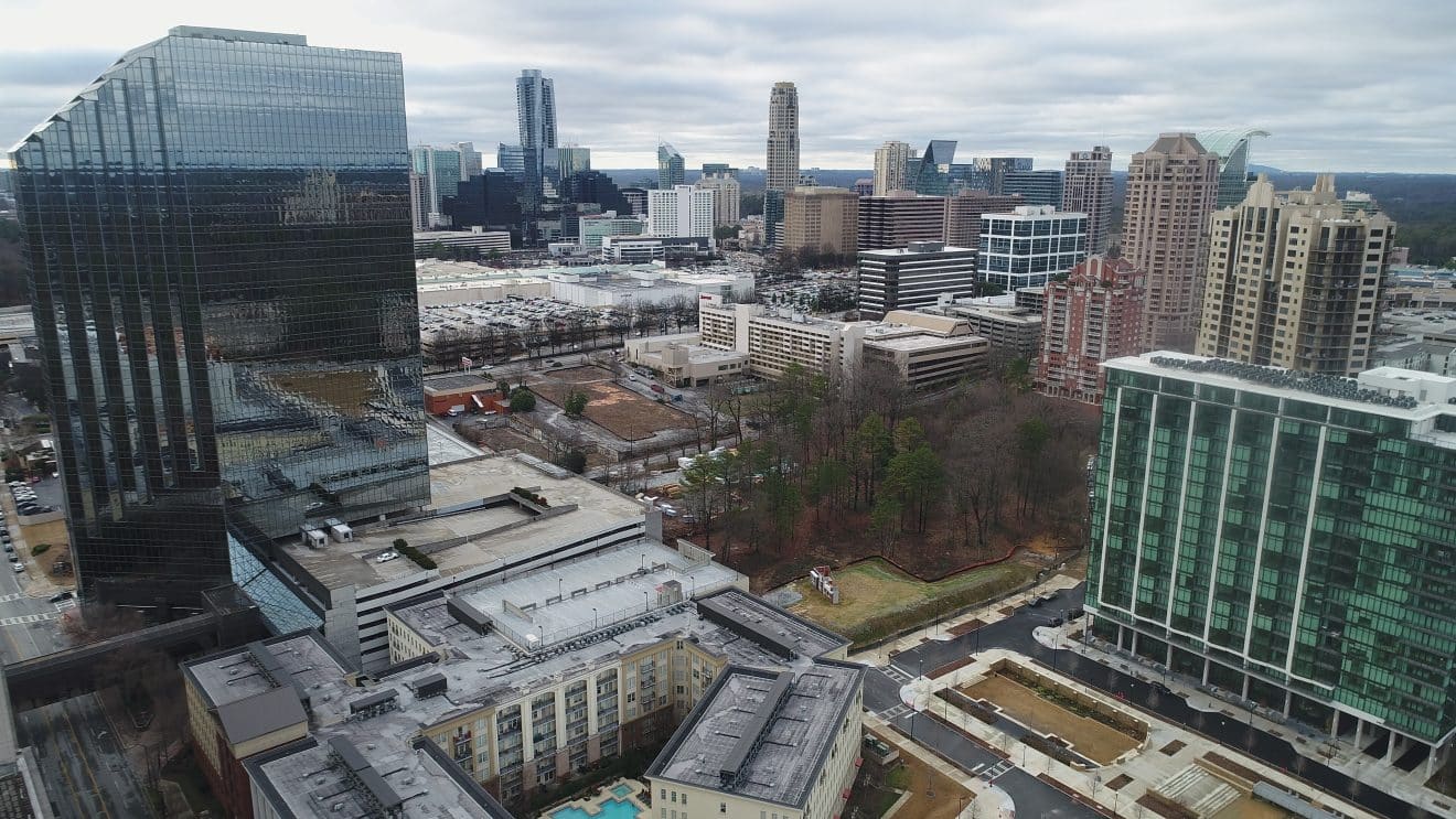 Atlanta,Buckhead,Downtown,Aerial,View,Financial,District,Mall,Hotels,Downtown